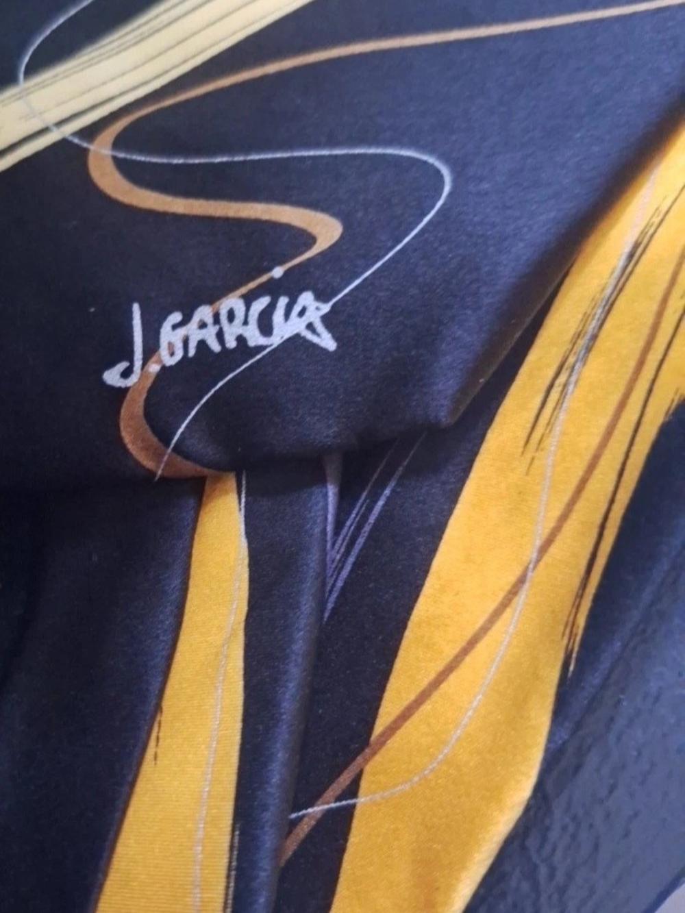 J. Garcia Numbered Black and Mustard Yellow Printed Scarf